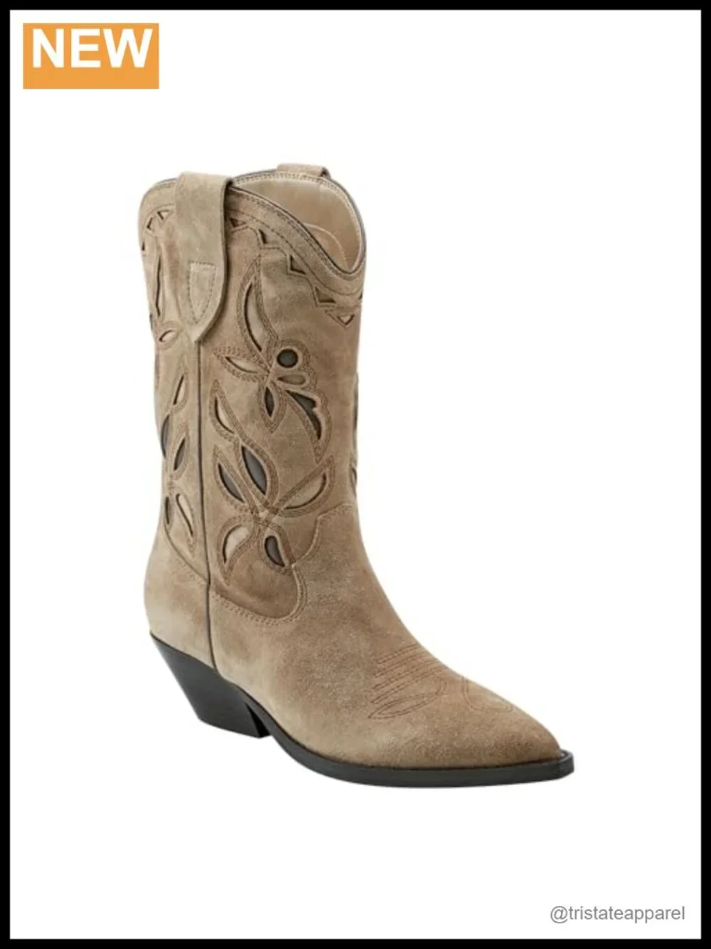Western Ankle Boots for Women Pointed Toe Suede Leather Pull On Block Heel